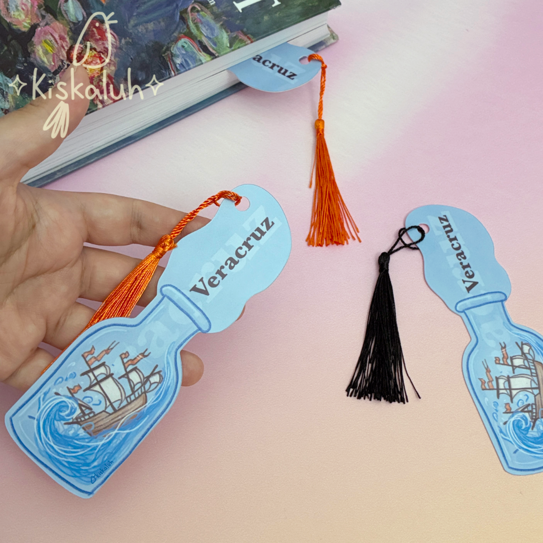 Barco en Botella, Veracruz, Separador de libros, playa Veracruz, Bookmark