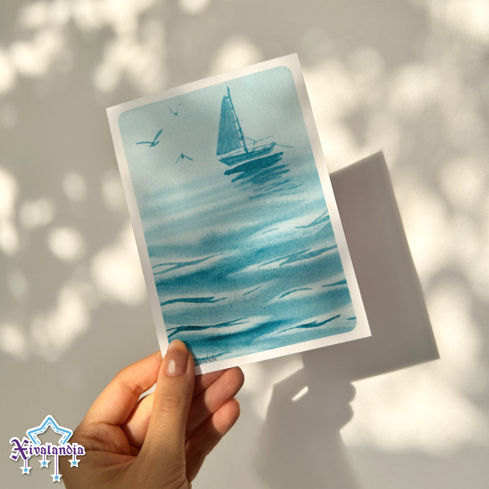 Sea and Sailboat - Print Postcard A6 / 10x15cm / 4x6 in