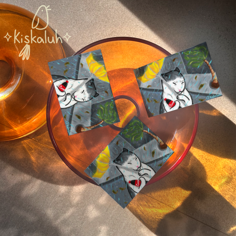 Cat and its coke, Print postcard 4x6 in./ 10x15cm