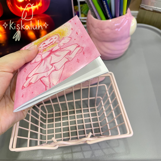 calabaza rosa, Libreta de bolsillo artesanal, 10x12 cm /3.9x4.7 in