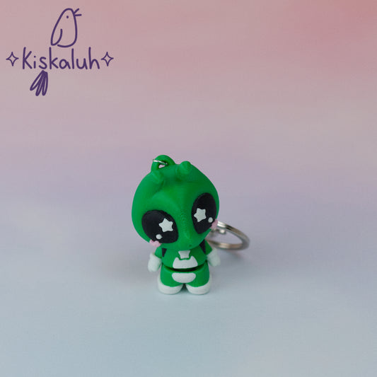 Green alien, flexible keychain, bag charm