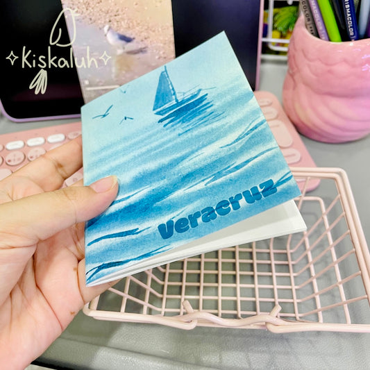 Velero Veracruz, Libreta de bolsillo artesanal, 10x12 cm /3.9x4.7 in