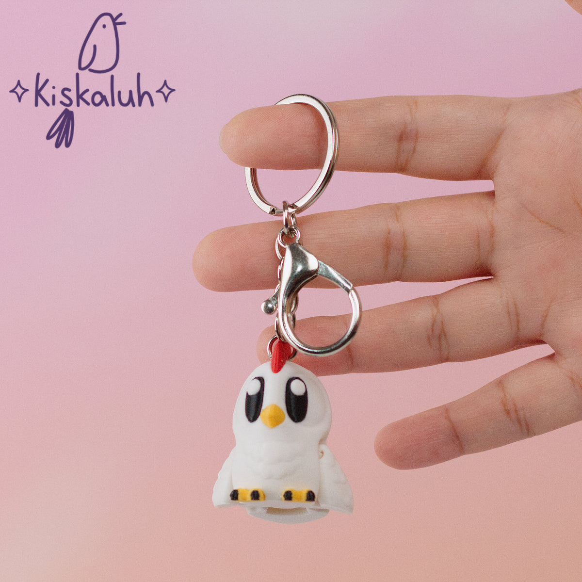 Gallina Kawaii - Llavero Flexible, 4 cm
