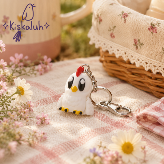 Gallina Kawaii - Llavero Flexible, 4 cm