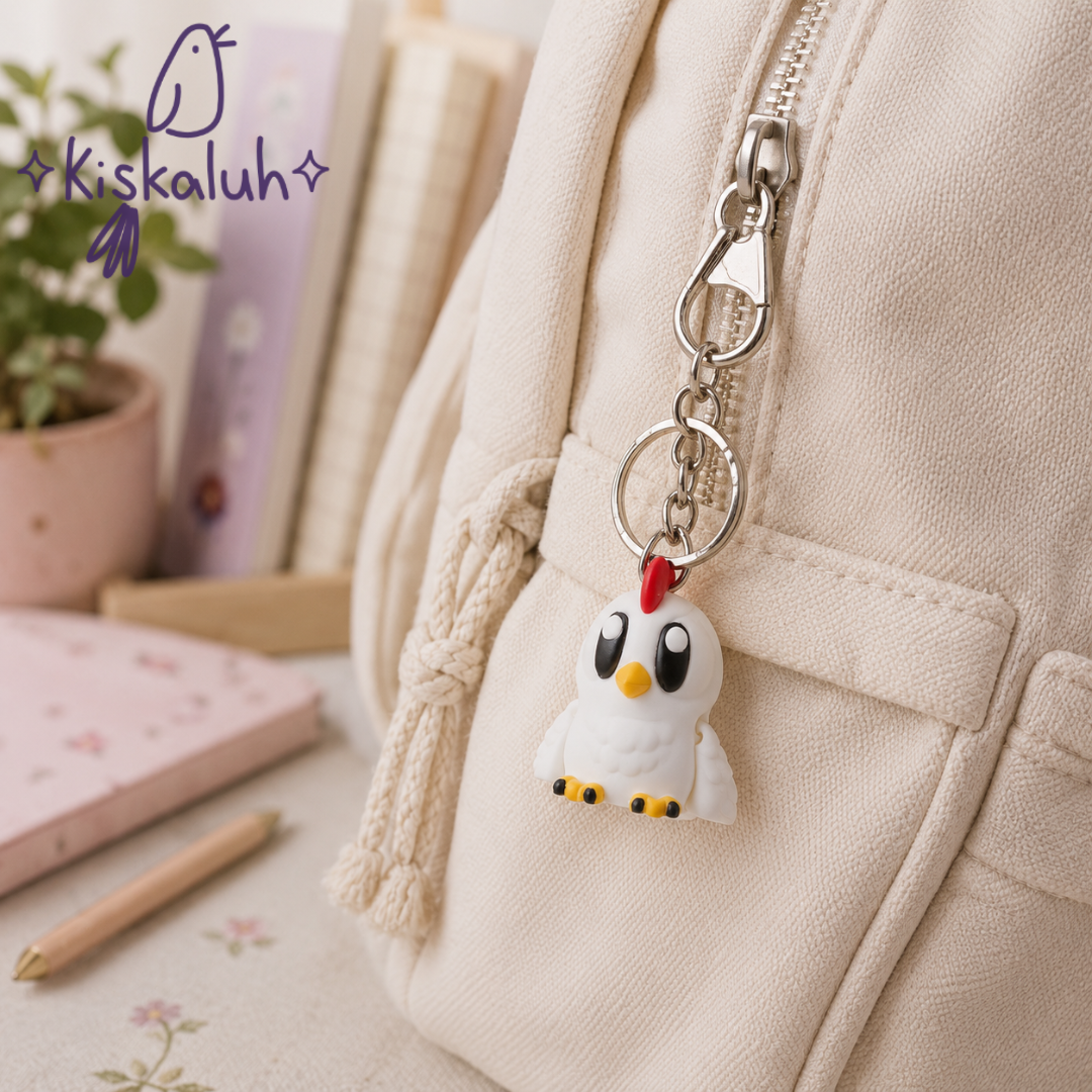 Gallina Kawaii - Llavero Flexible, 4 cm