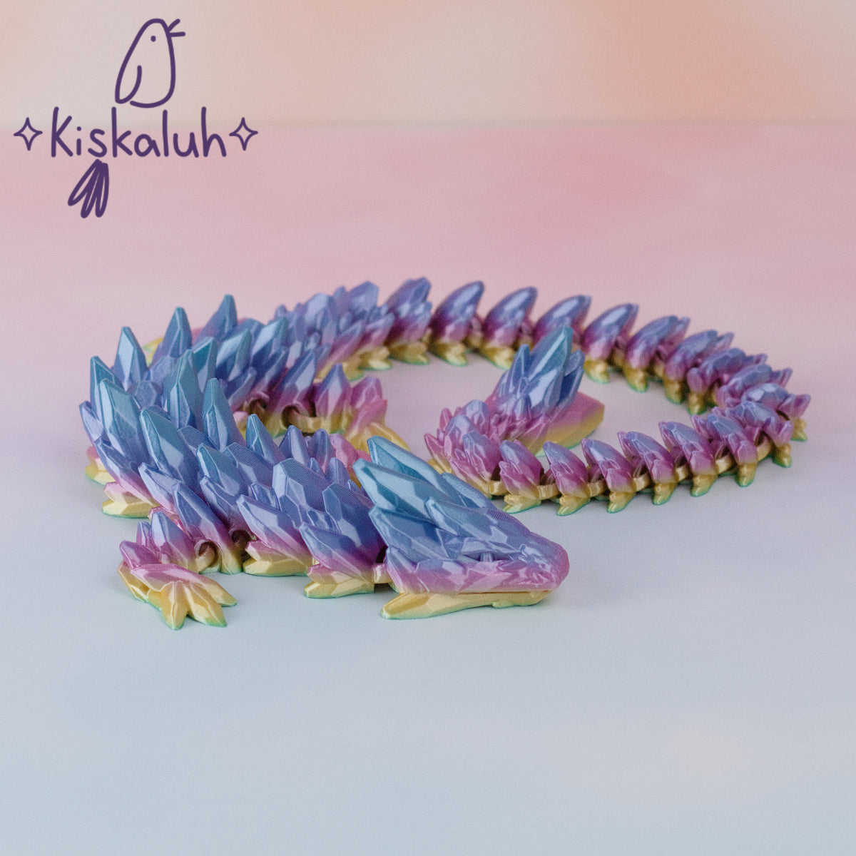 3D articulated crystal-style dragon, 65cm
