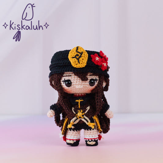 Hu Tao de Genshin Impact, Muñeca tejida crochet, Amigurumi, 16 cm