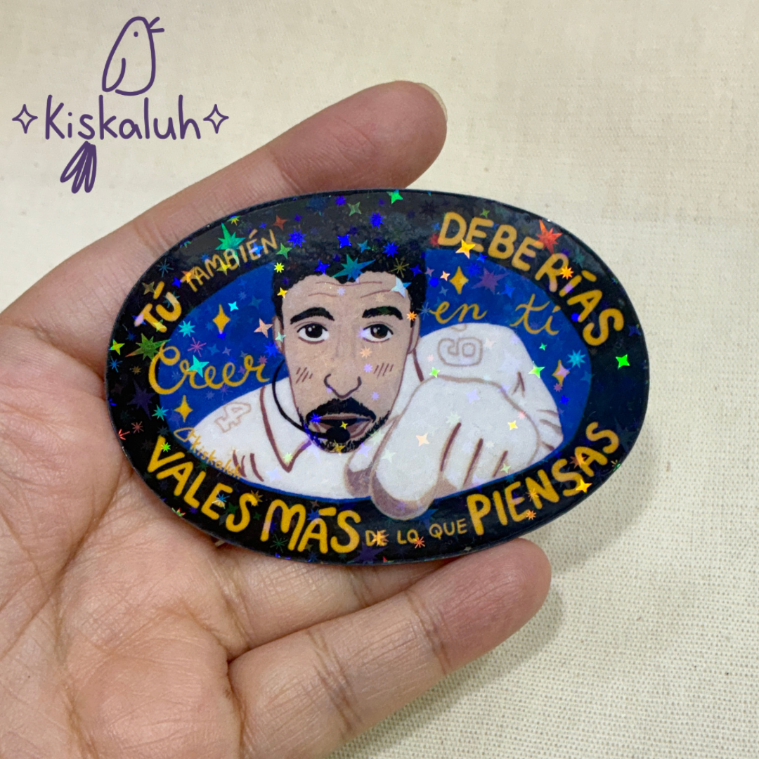 Vales más de lo que piensas, bad bunny, Sticker vinil 7cm, Calcomanía pegatina