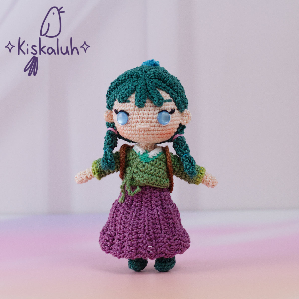 Muñeca tejida Maomao, 19 cm/7.5 pulg, crochet artesanal, peluche amigurumi, diarios de la boticaria