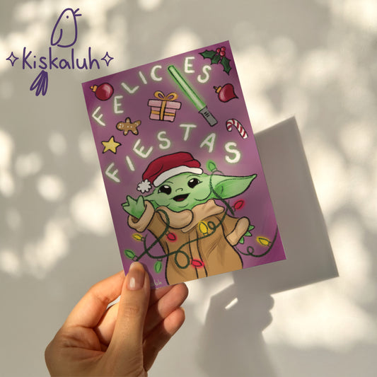 Felices fiestas bebé Alien - Tarjeta de felicitación - 10x15cm / 4x6 pulg. Feliz Navidad star, Ilustración