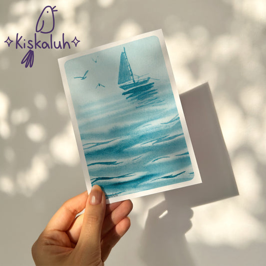 Mar y velero - Print Postal A6 / 10x15cm / 4x6 pulg.