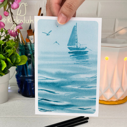 Mar y velero - Tarjeta de felicitación - 10x15cm / 4x6 pulg.
