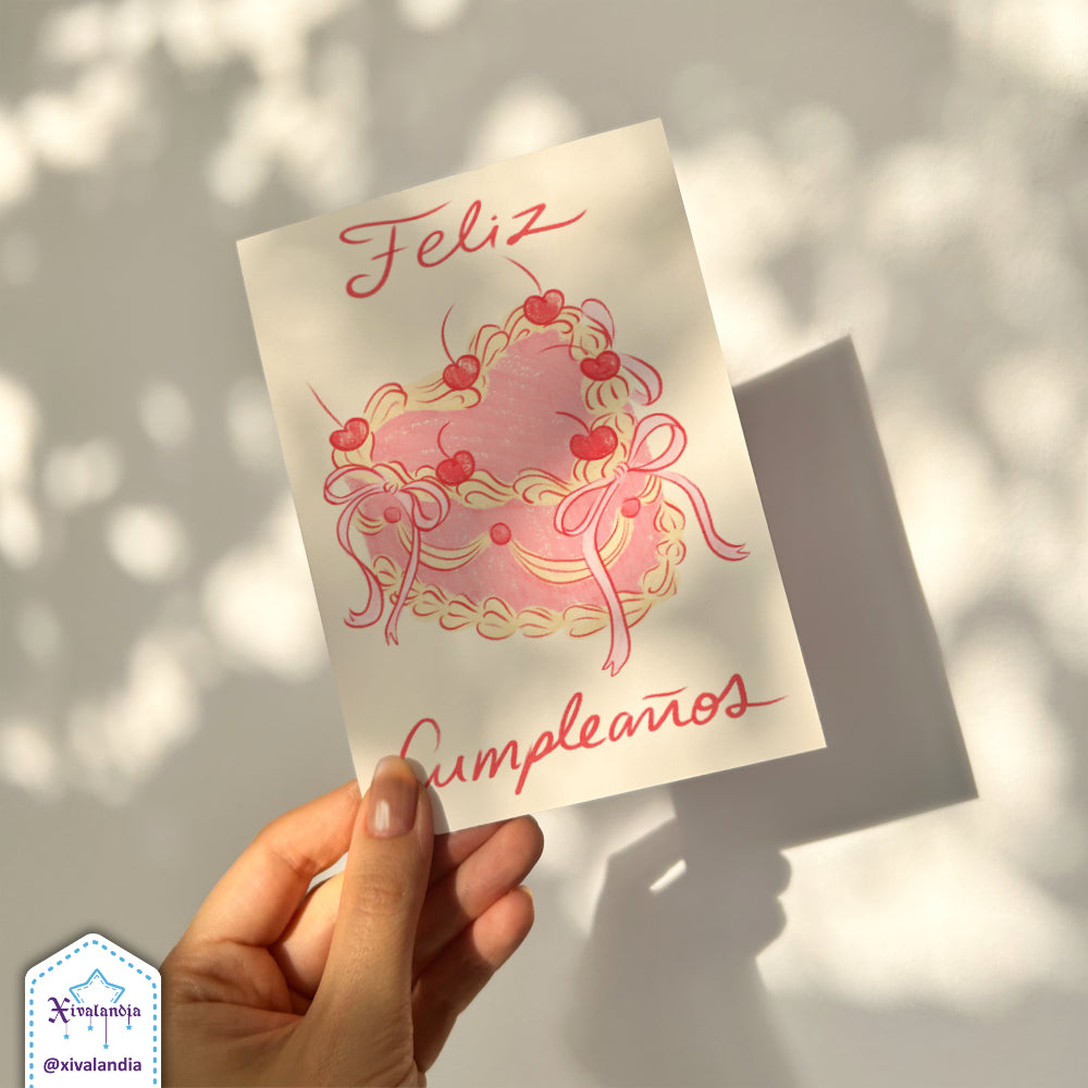 Pink Vintage Cake - Greeting Card - 10x15cm / 4x6in PP033