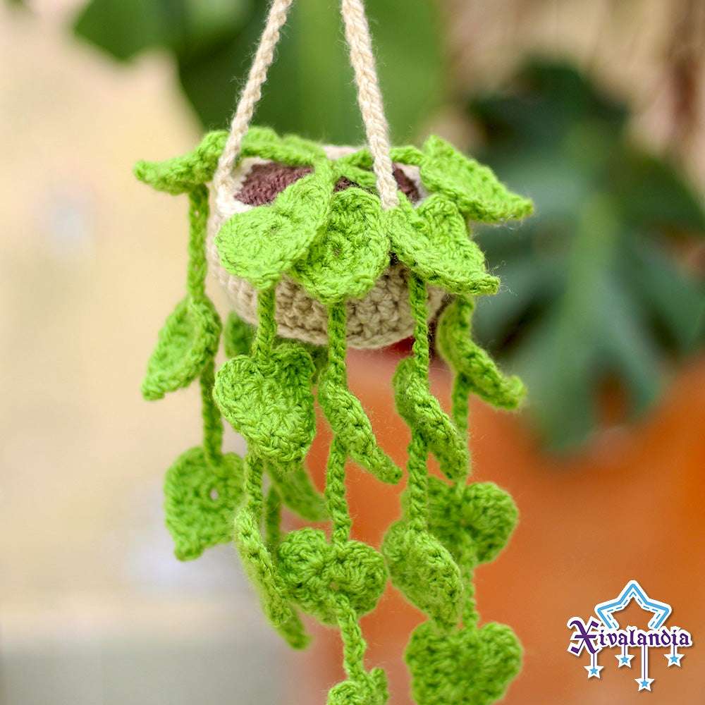 Planta colgante para carro, adorno tejido artesanal