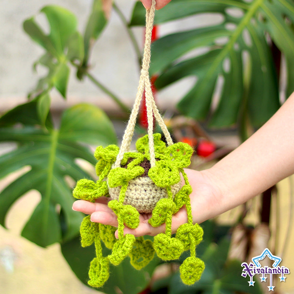 Planta colgante para carro, adorno tejido artesanal
