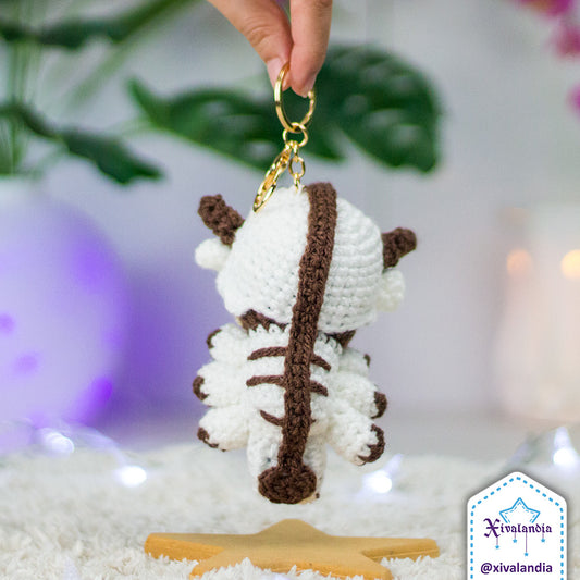 Llavero Appa Avatar, 12cm, bisonte volador tejido crochet artesanal, amigurumi