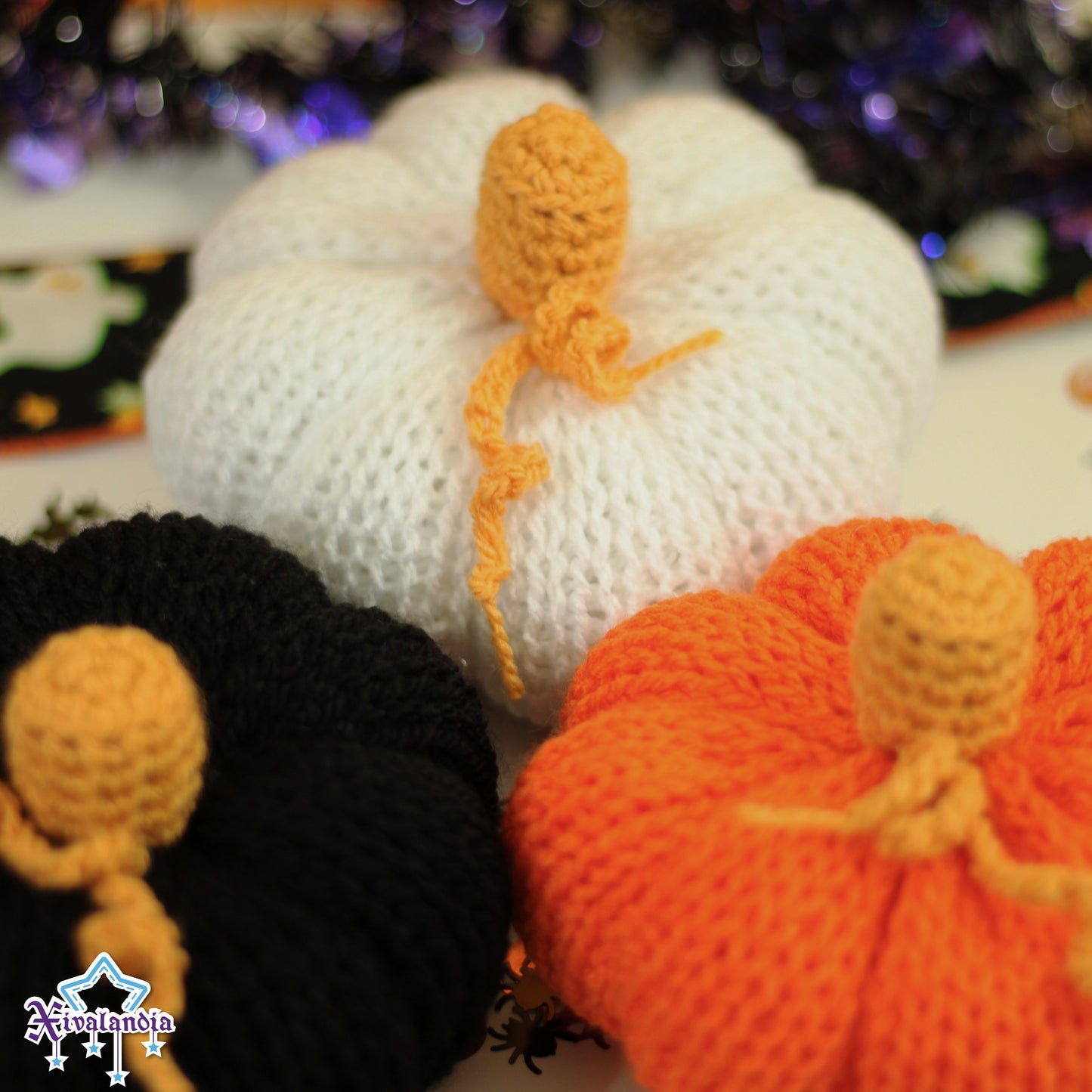 Peluche calabaza decorativa, 14cm, tejido artesanal
