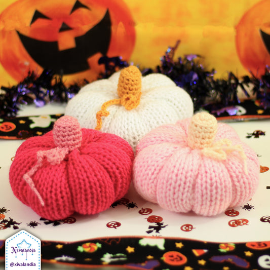 Peluche calabaza decorativa, 14cm, tejido artesanal