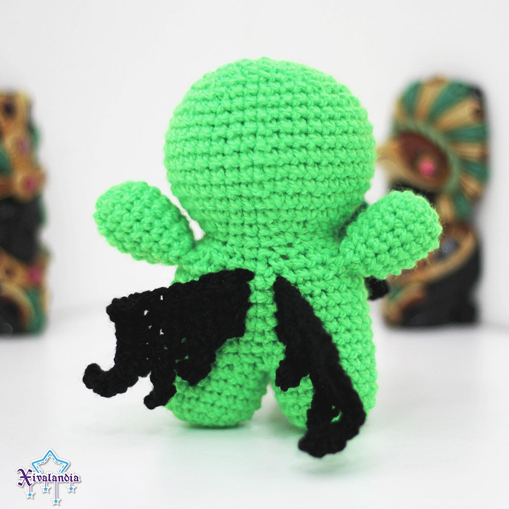 Peluche Cthulhu 14cm, tejido crochet artesanal, amigurumi