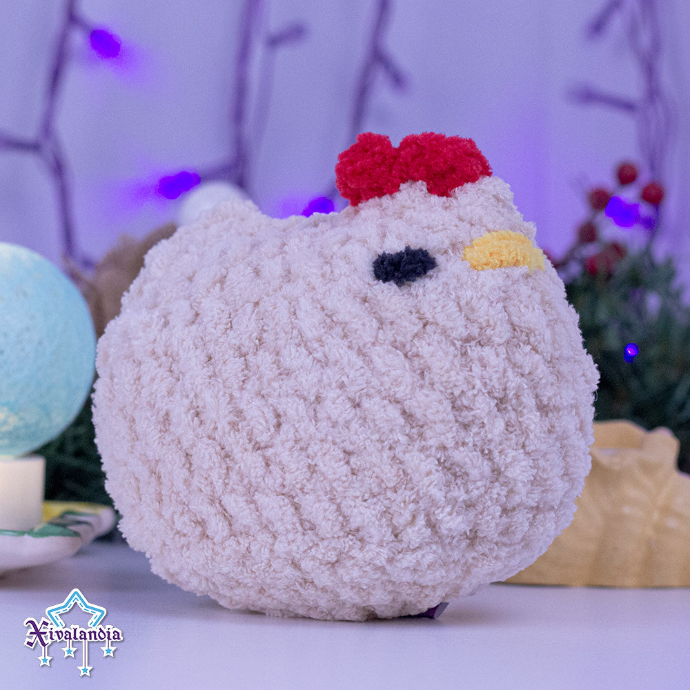 Gallina, peluche tejido afelpado, 10cm, crochet artesanal