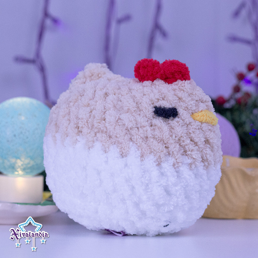 Gallina, peluche tejido afelpado, 10cm, crochet artesanal
