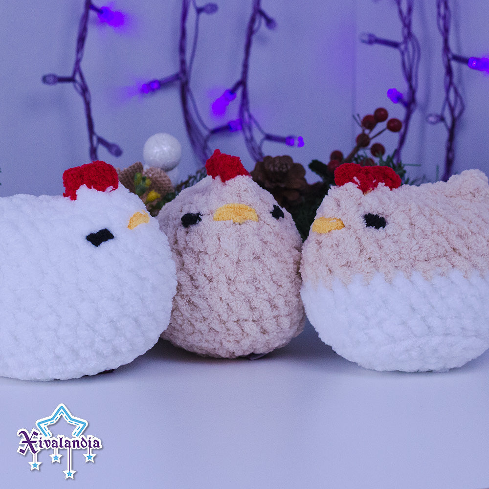 Gallina, peluche tejido afelpado, 10cm, crochet artesanal