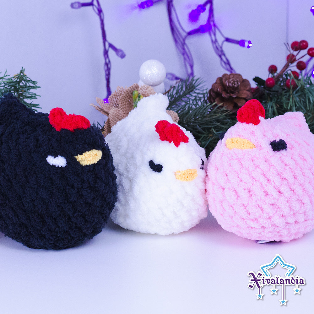 Gallina, peluche tejido afelpado, 10cm, crochet artesanal