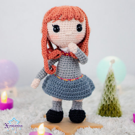 Muñeca tejida Hermione de Harry Potter, 20cm, crochet artesanal, amigurumi