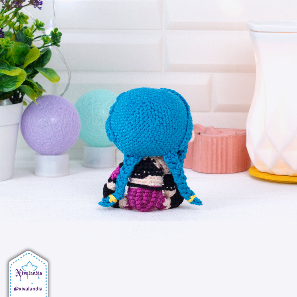 Jinx crochet doll, 10 cm/4 in, handmade amigurumi plush