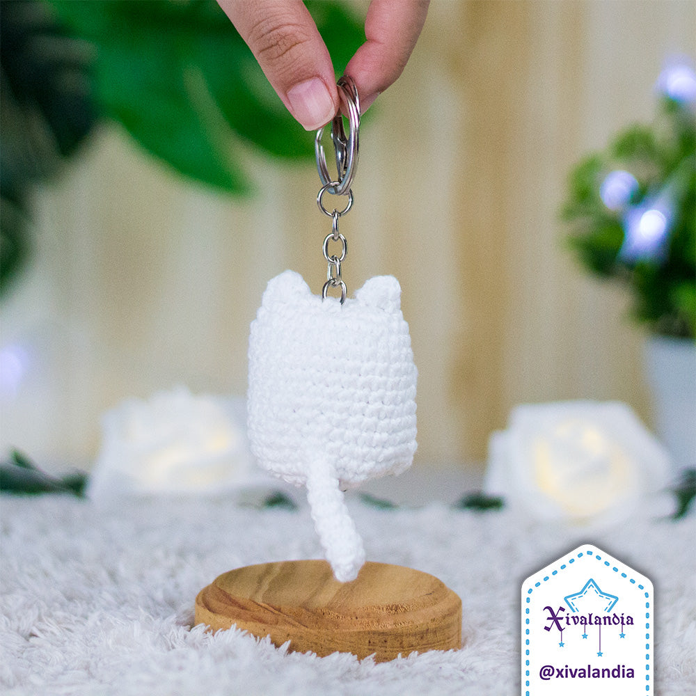 Llavero Gato 7cm, tejido crochet artesanal , amigurumi