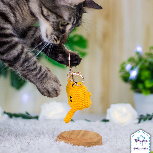 Llavero Gato 7cm, tejido crochet artesanal , amigurumi
