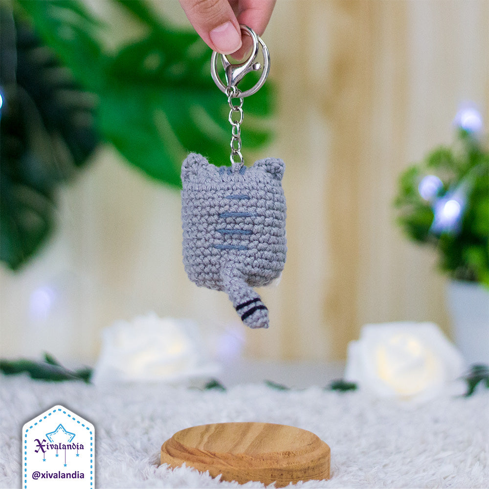 Llavero Gato 7cm, tejido crochet artesanal , amigurumi