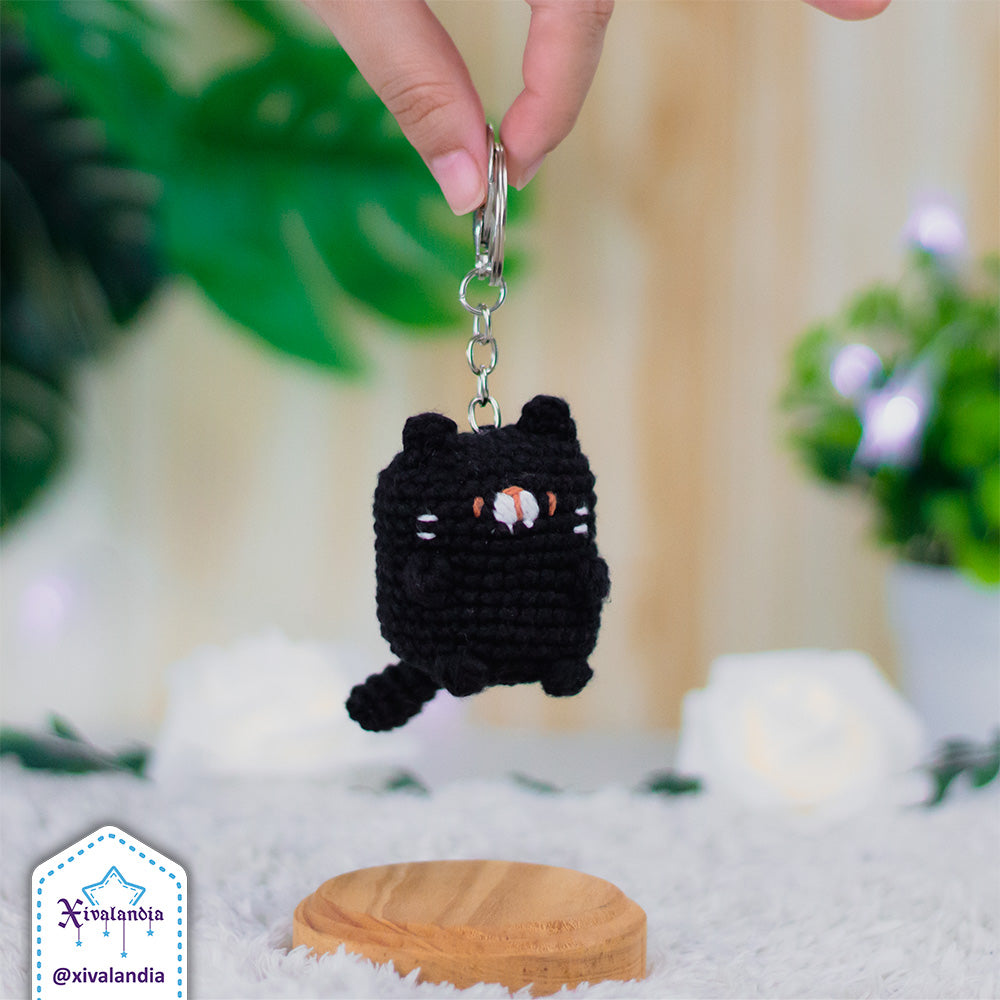 Llavero Gato 7cm, tejido crochet artesanal , amigurumi