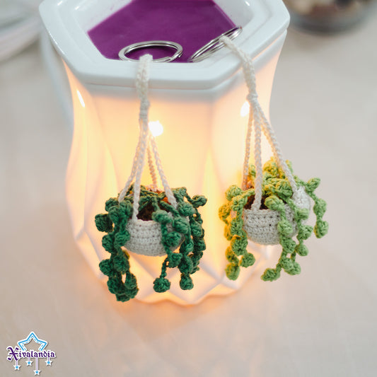 Llavero Planta colgante 12cm, adorno tejido artesanal