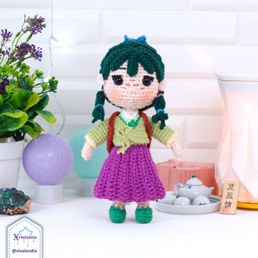 Maomao crochet doll, 19 cm/7.5 in, handmade amigurumi plush, Apothecary Diaries