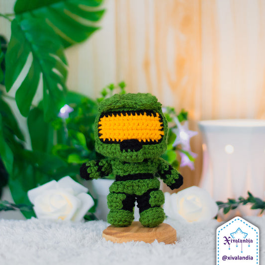 Peluche Master Chief Halo 14cm, tejido crochet artesanal, amigurumi, v2