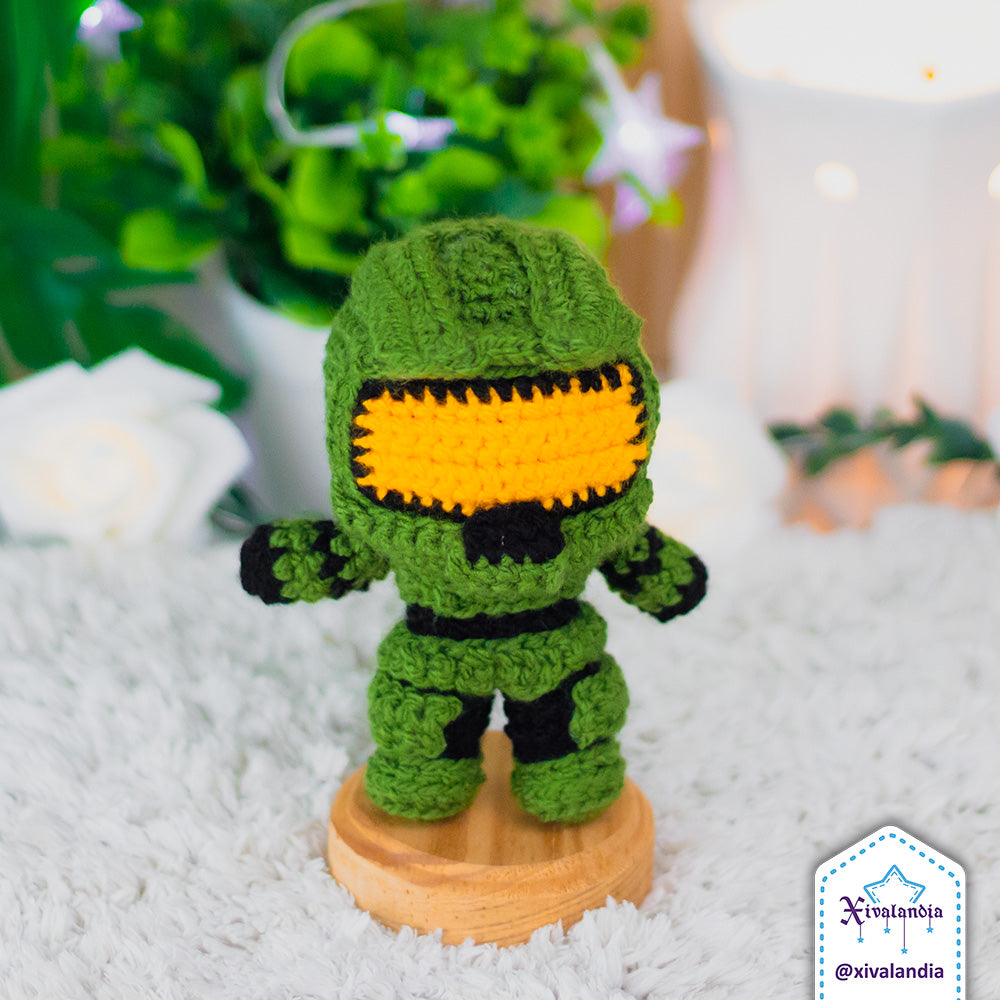 Peluche Master Chief Halo 14cm, tejido crochet amigurumi