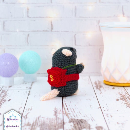 Peluche Rata Sebastian, Ratcatcher, 12cm/4.5 pulg., tejido amigurumi