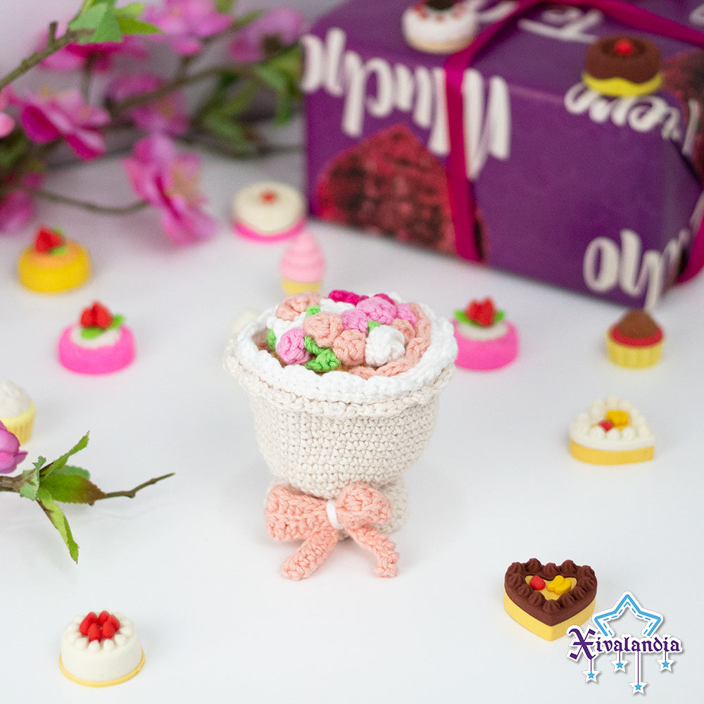 magic reversible flower bouquet crochet - 5 in/12cm - handmade amigurumi