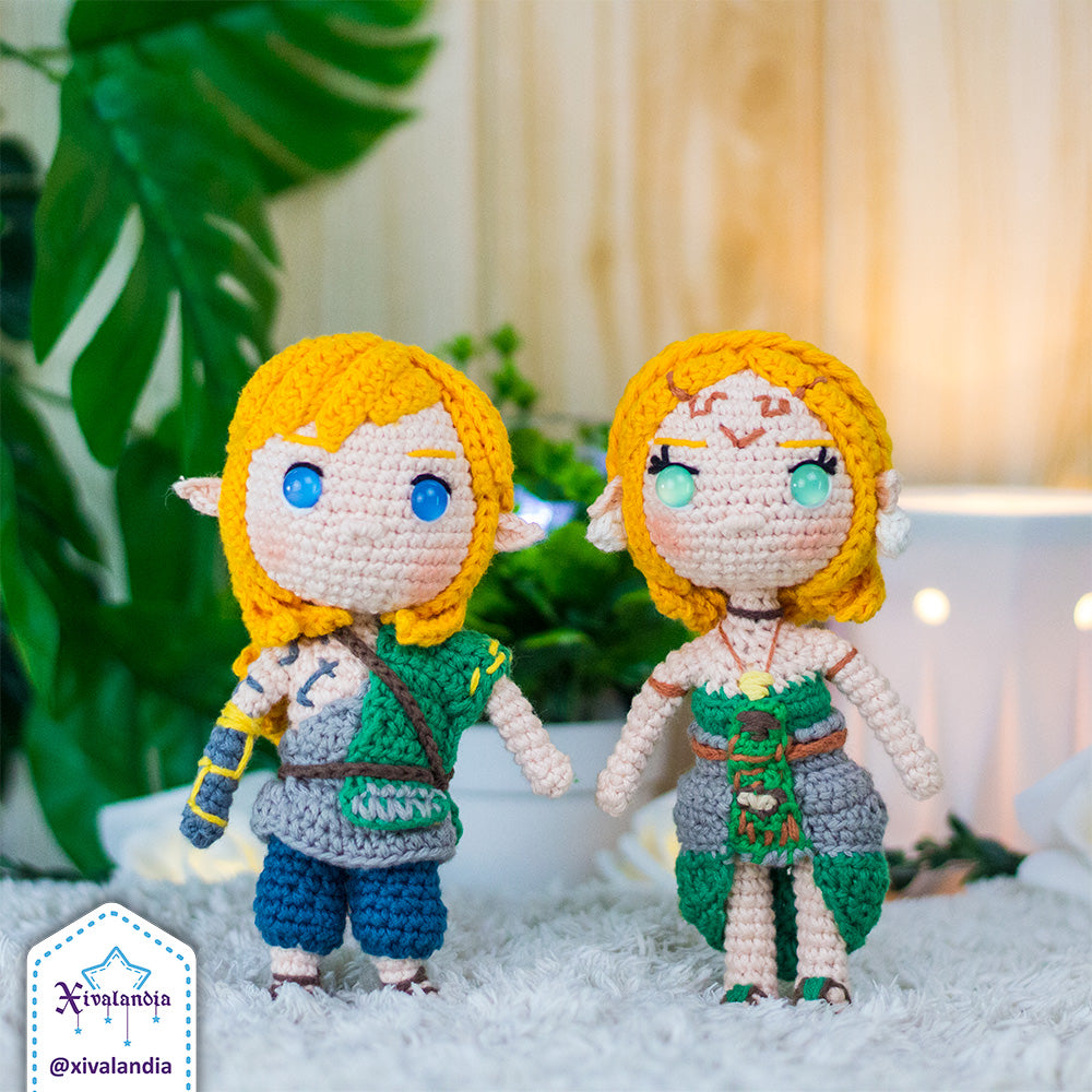 Muñeca Zelda TOTK, 16 cm, crochet artesanal, peluche amigurumi