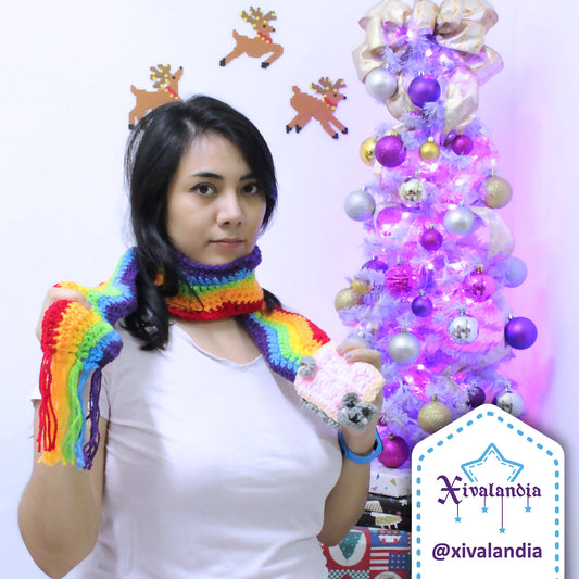 Bufanda nyan cat arcoiris, tejido artesanal