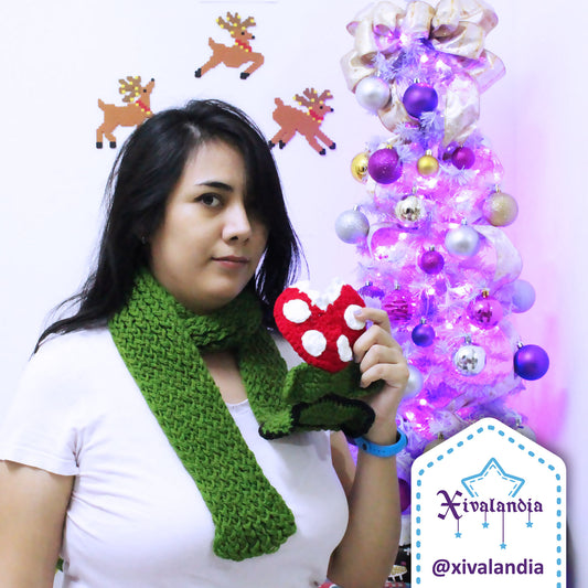 Bufanda Planta Piraña de Mario bros, tejido artesanal