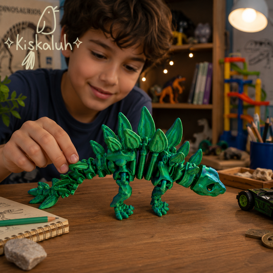 Estegosaurio esqueleto, dinosaurio articulado 3D, 14 cm