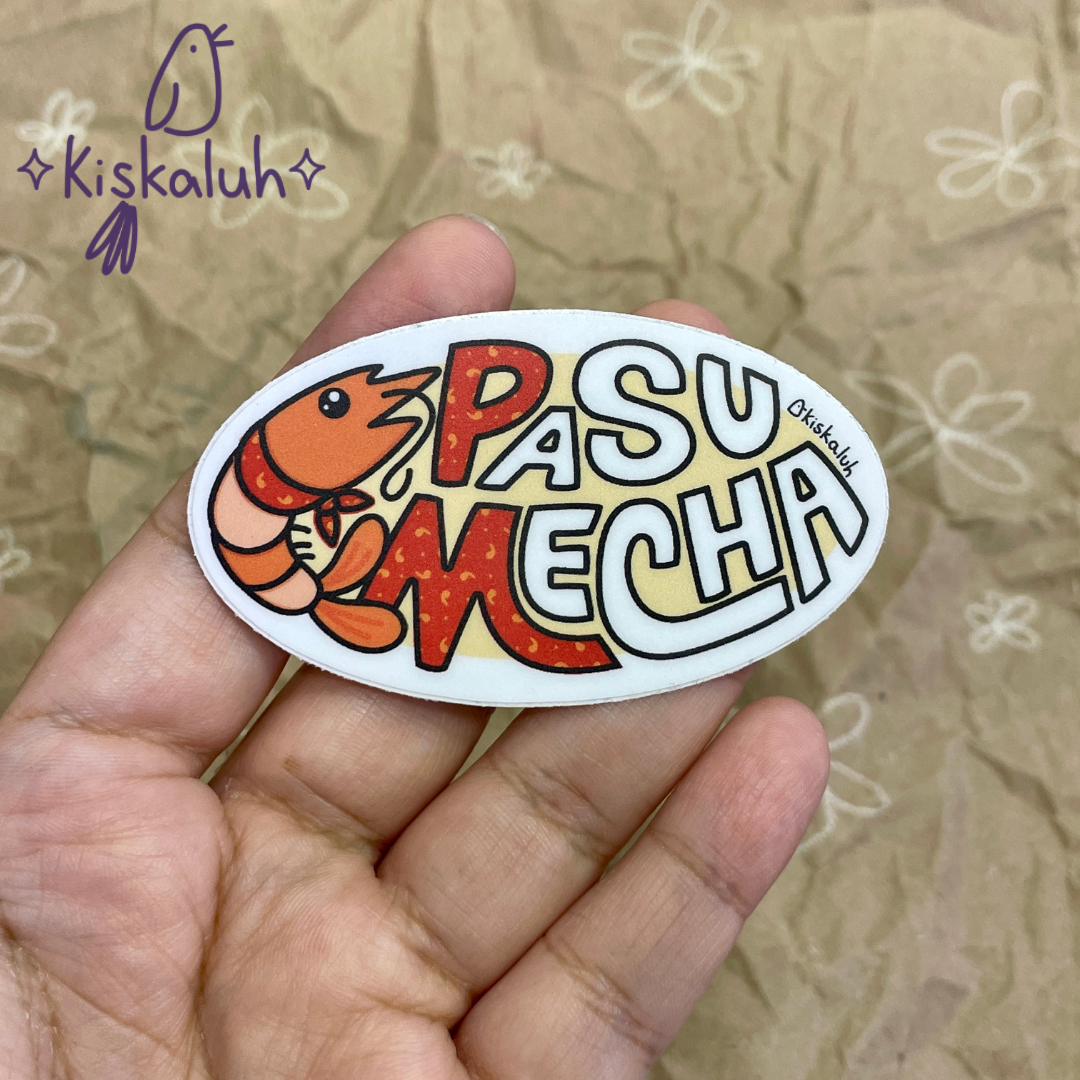 Pasu Mecha, Sticker vinil Premium Camarón, Calcomanía pegatina
