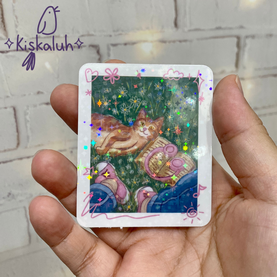 Cat and book, Vinyl Sticker, 7cm / 2.75 in Decal Sticker