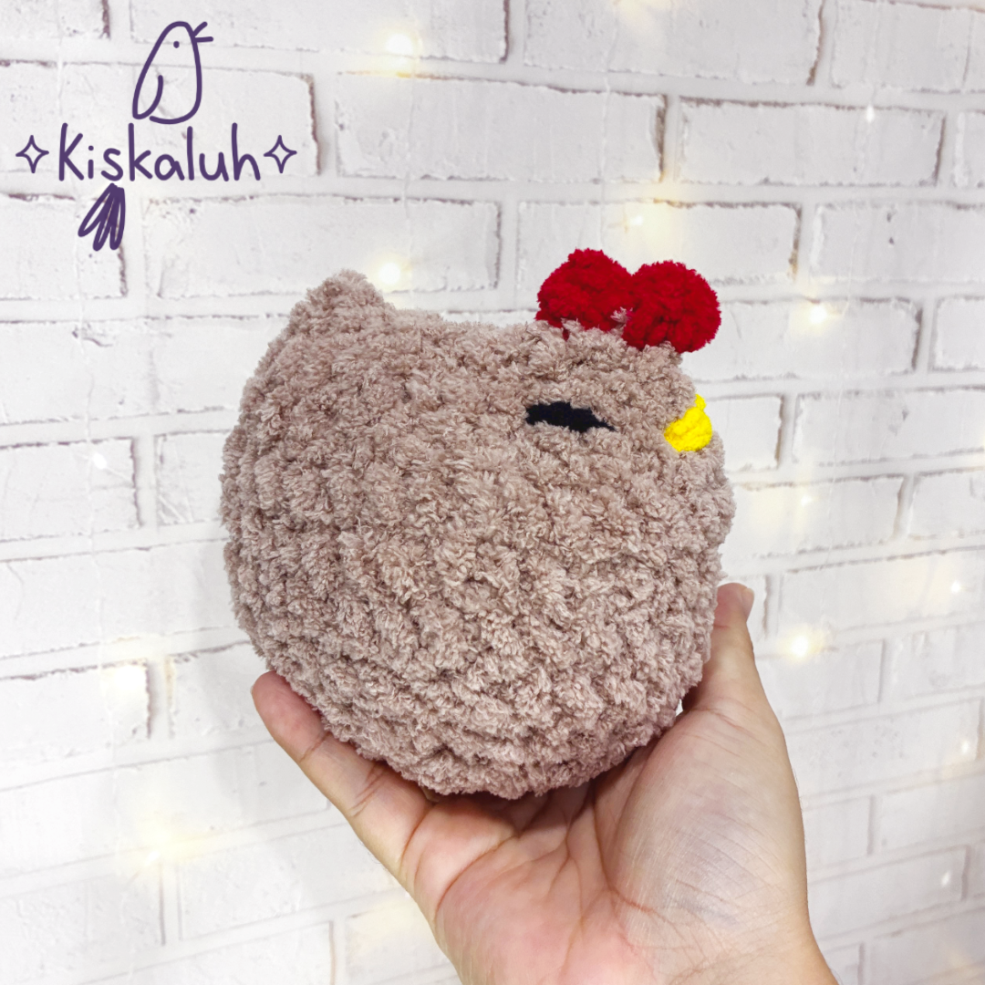 Gallina, peluche tejido afelpado, 10cm, crochet artesanal