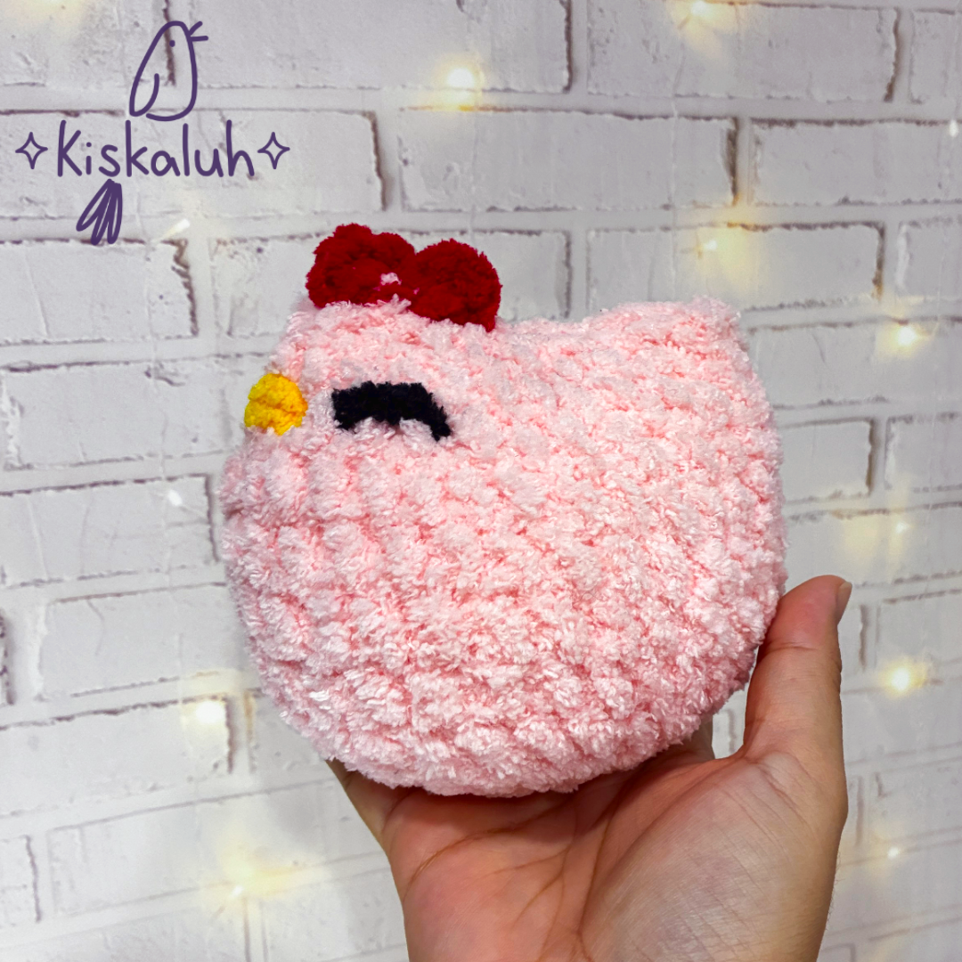 Gallina, peluche tejido afelpado, 10cm, crochet artesanal