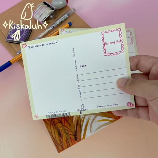 fantasma en la granja, Postal ilustrada 4.25 × 5.5 pulg