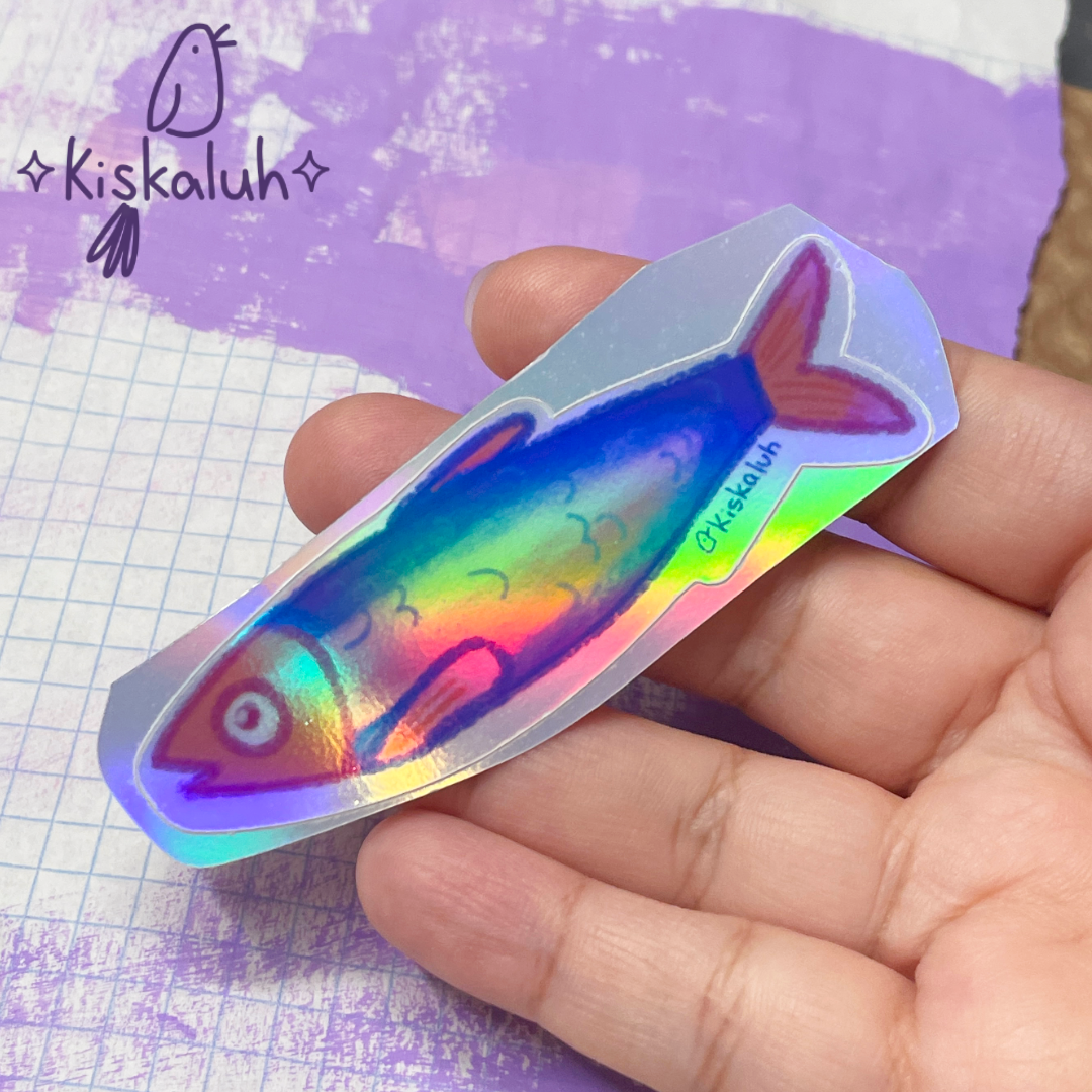 Pez Sardina, Sticker vinil 7cm, Calcomanía pegatina