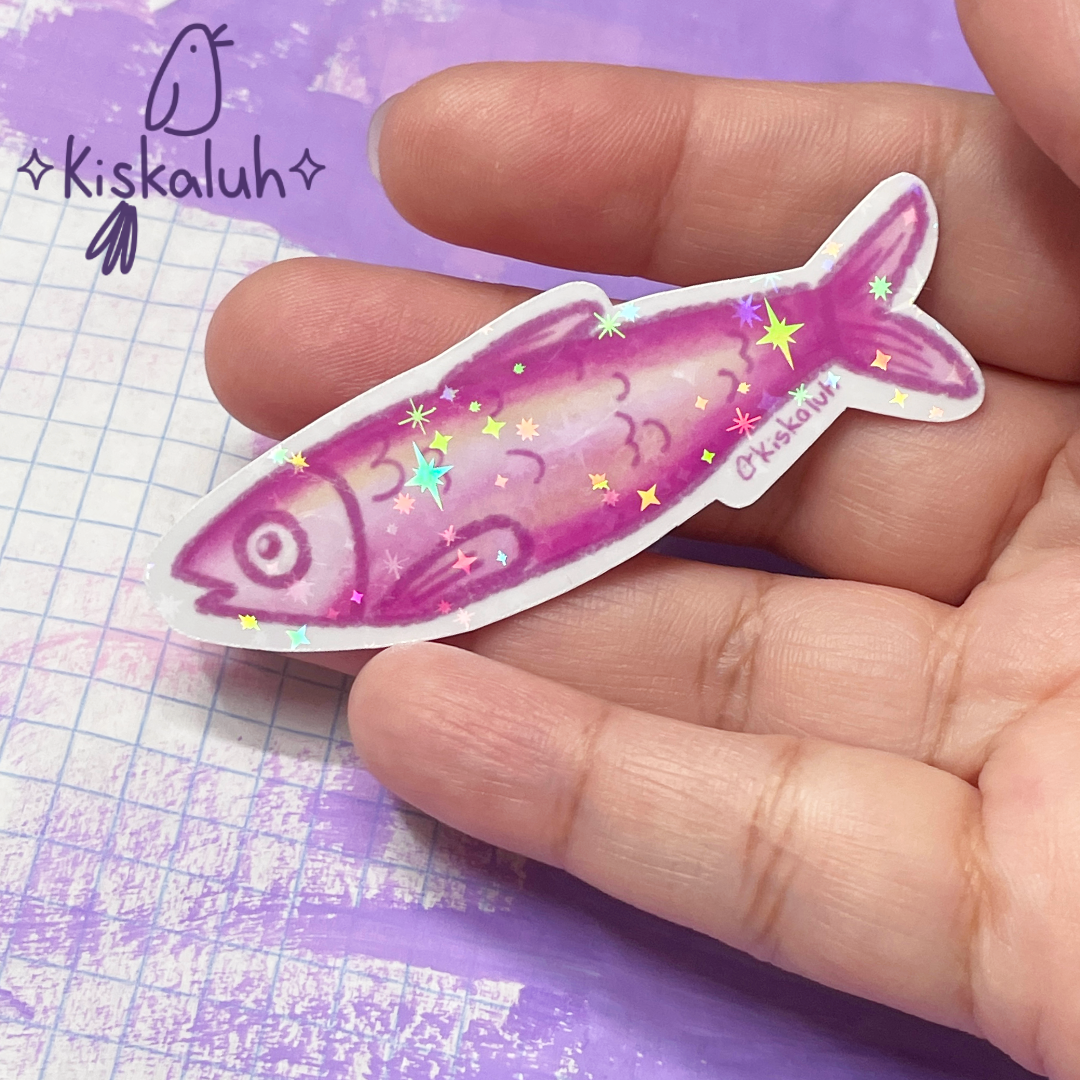 Sardine Fish, Vinyl Sticker 7cm / 2.75 in, Decal Sticker